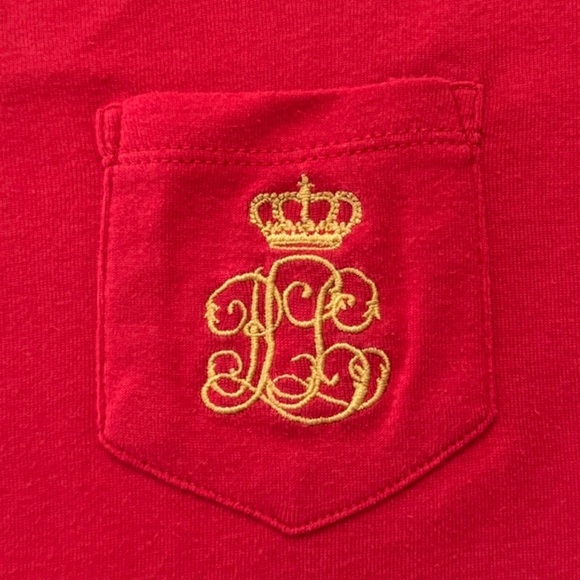Lauren Ralph Lauren Red Pajama Top XS Long Sleeve Black Label Embroidered Logo - Picture 5 of 8